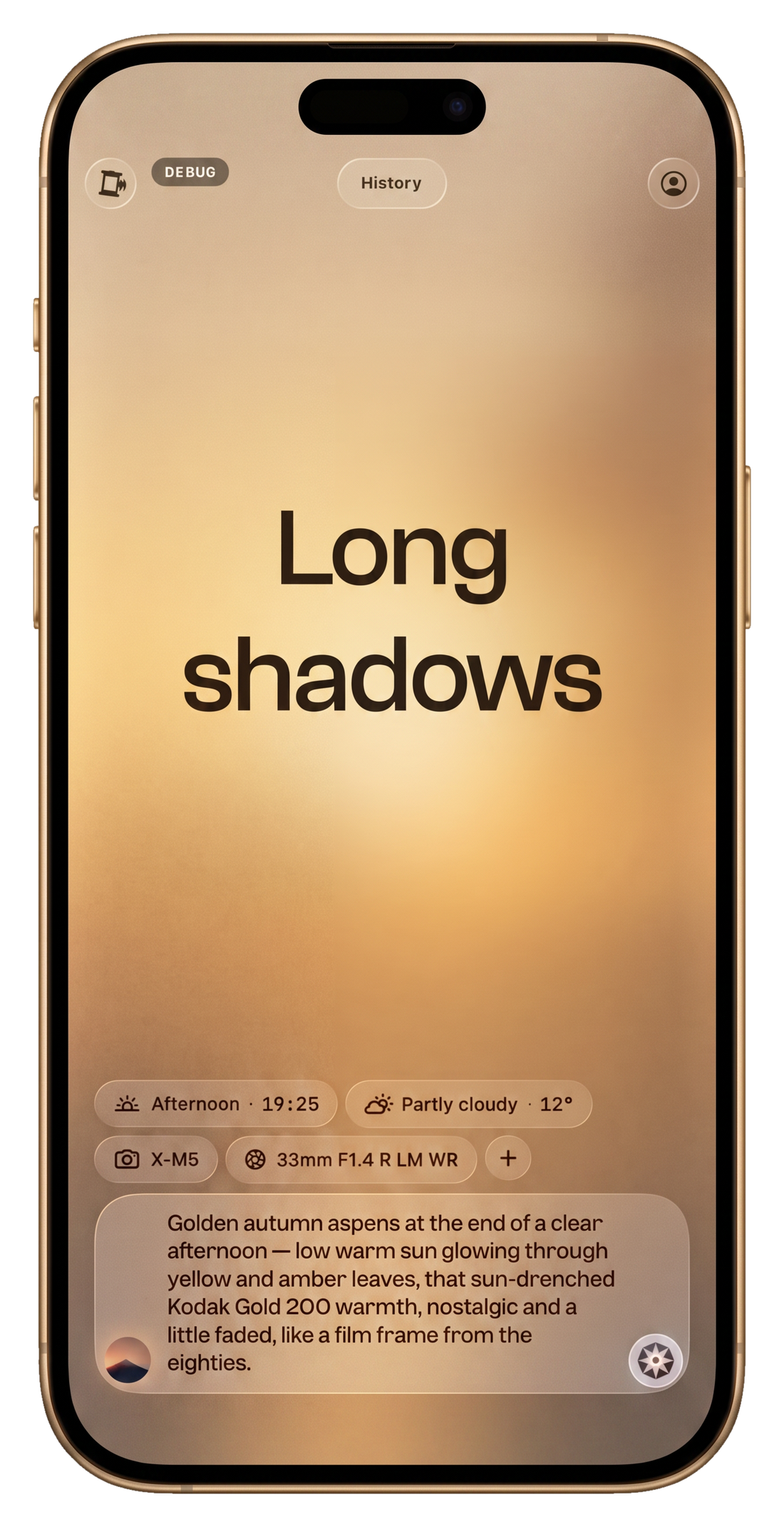 FujiRecipes composer — describe the light, get a recipe