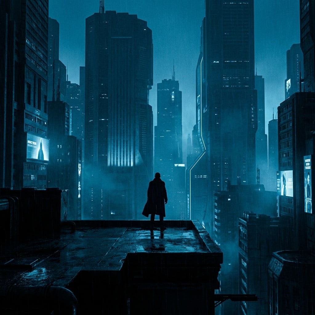 Reference image showing the Blade Runner 2049 look that this page translates onto Fujifilm